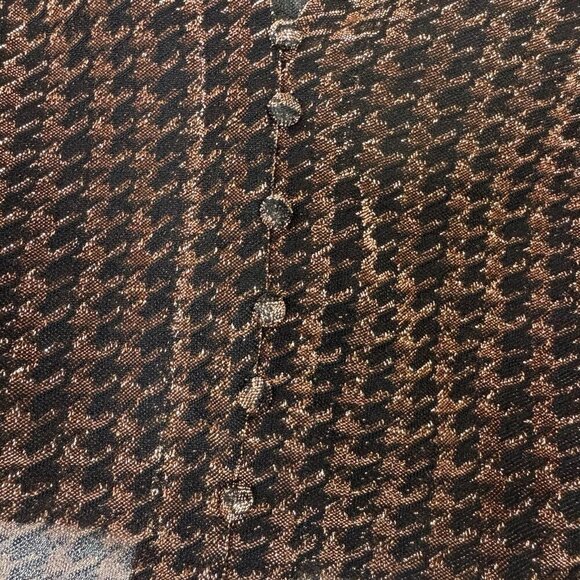 Astr The Label Winslet Copper Metallic Houndstooth faux Button Up Crop Top Sz s - Picture 3 of 5